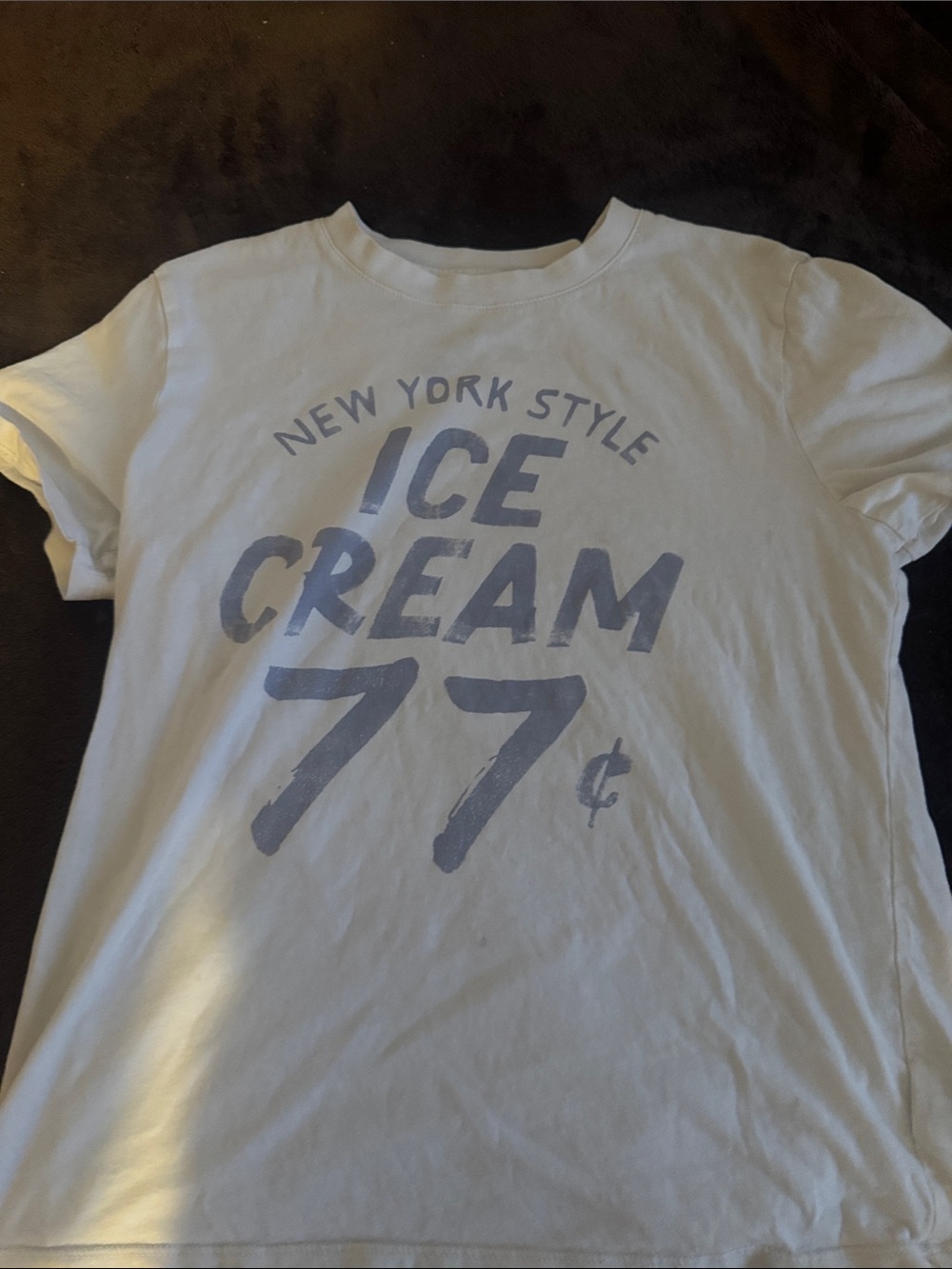 American Eagle Outfitters White Tee with Blue Graphic 'Ice Cream 77¢'